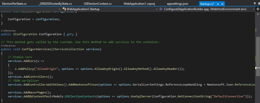 Connection to Database in Startup